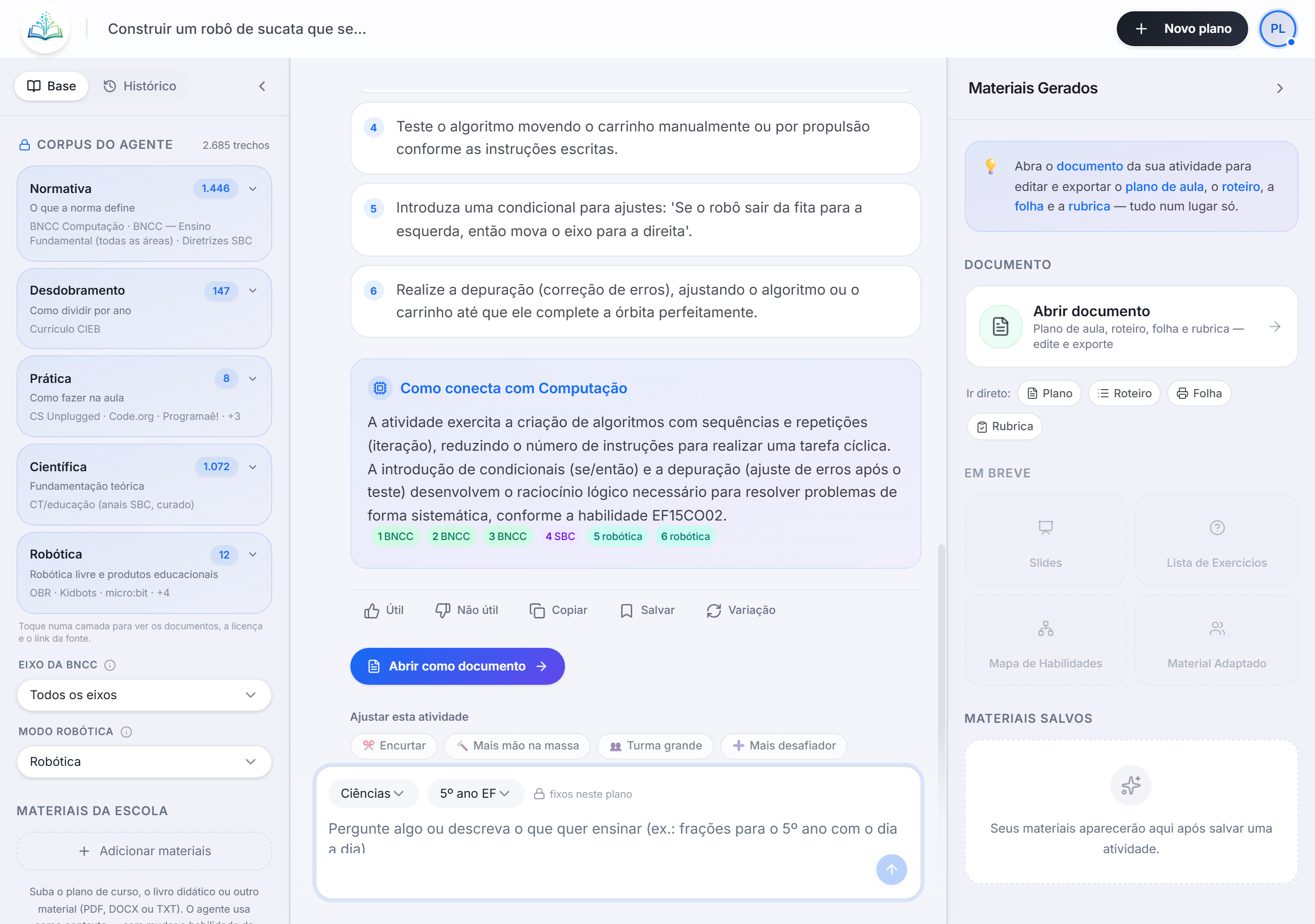 Atividade gerada pelo Agente BNCC Computação